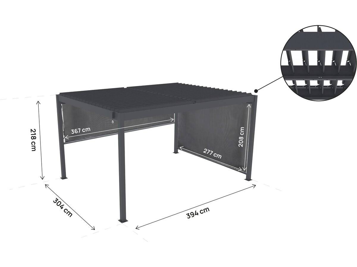 Pergola Bioclimatique Avec 2 Stores En Aluminium "windsor" - 3 X 4 M - Gris -habitat Et Jardin - Image 3