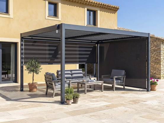 Pergola Bioclimatique Avec 2 Stores En Aluminium "windsor" - 3 X 4 M - Gris -habitat Et Jardin - Image 2
