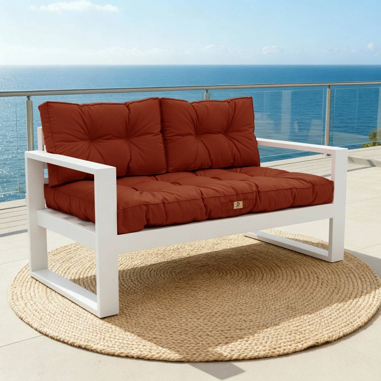 Coussins pour salon de jardin capitonné 100x50cm Terracotta - Déco arts - Image 2