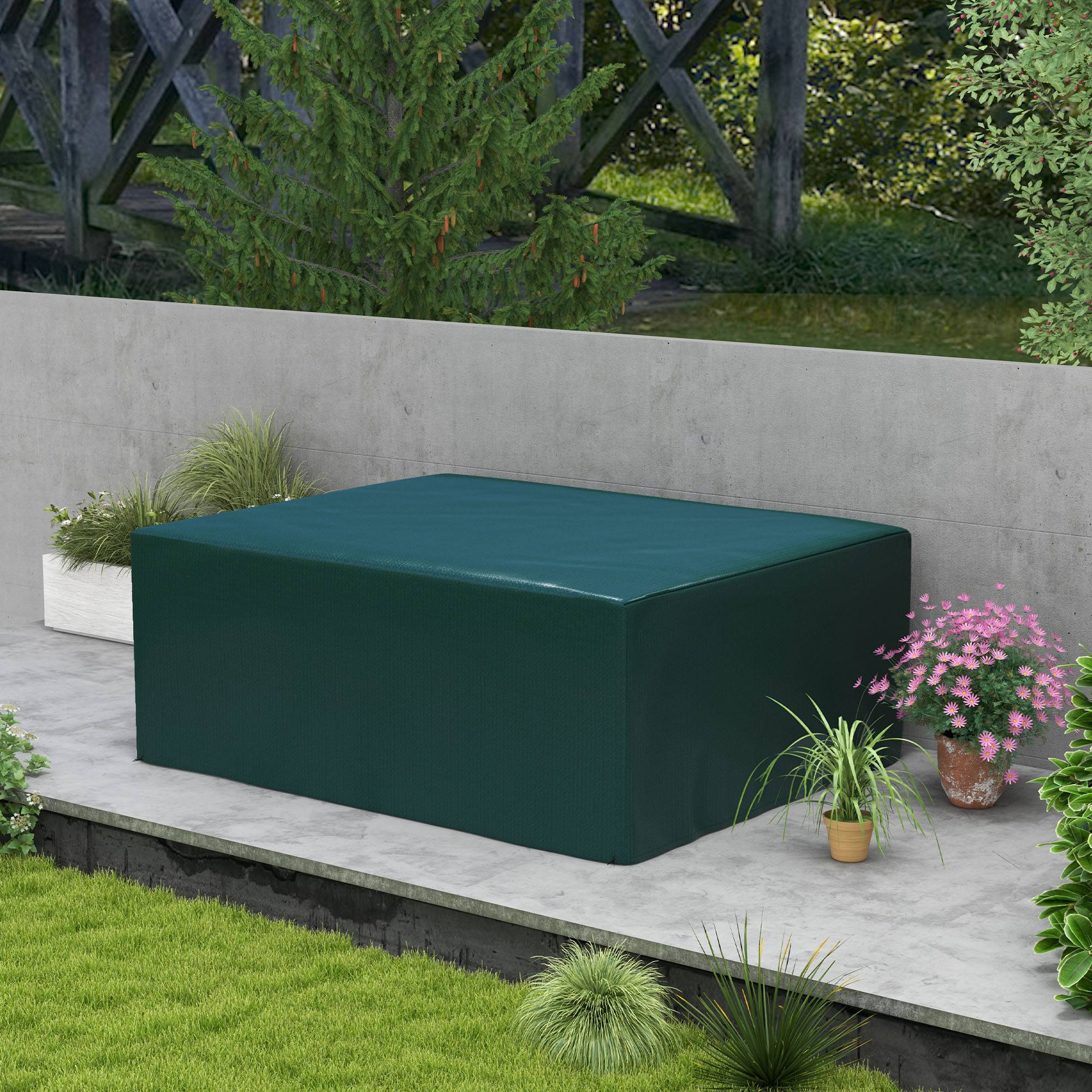 ComfortXL - Housse mobilier de jardin PE vert foncé 235 x 190 x 90 cm imperméable anti-UV avec cordon de serrage - Image 1