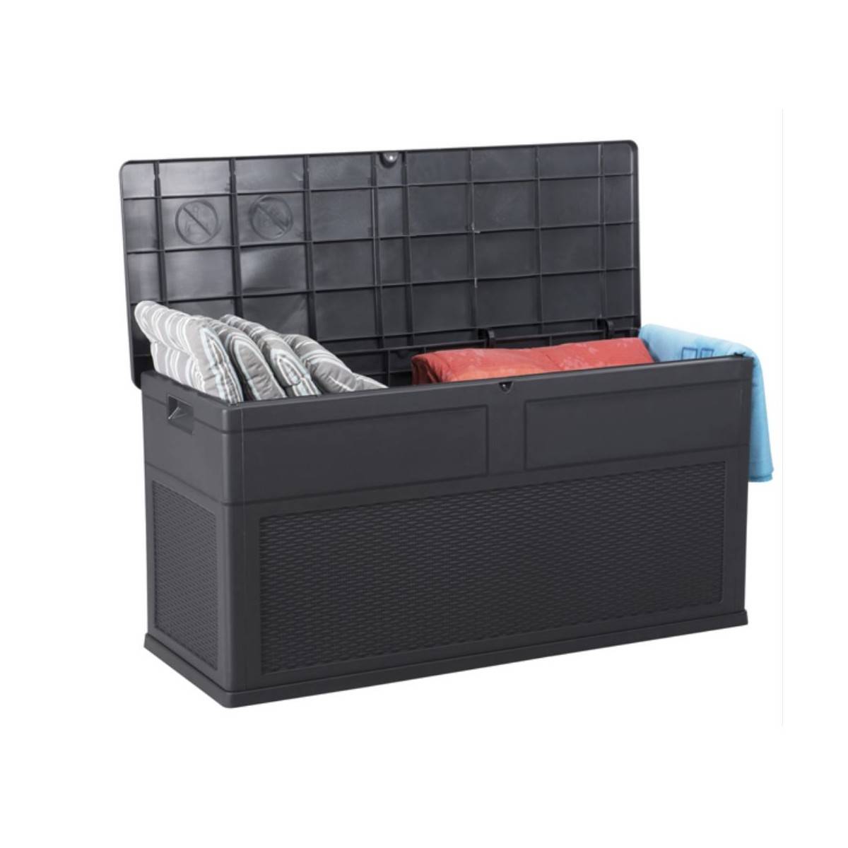 Coffre de Jardin 320 L Anthracite Noir TOSCANE 119xP46xH60 cm Resine Anti UV Haute résistance gel et intempéries - Imagen 2