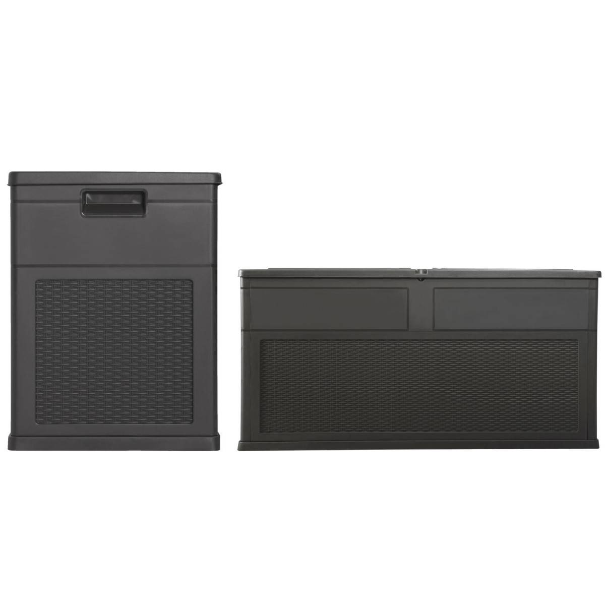 Coffre de Jardin 320 L Anthracite Noir TOSCANE 119xP46xH60 cm Resine Anti UV Haute résistance gel et intempéries - Imagen 3