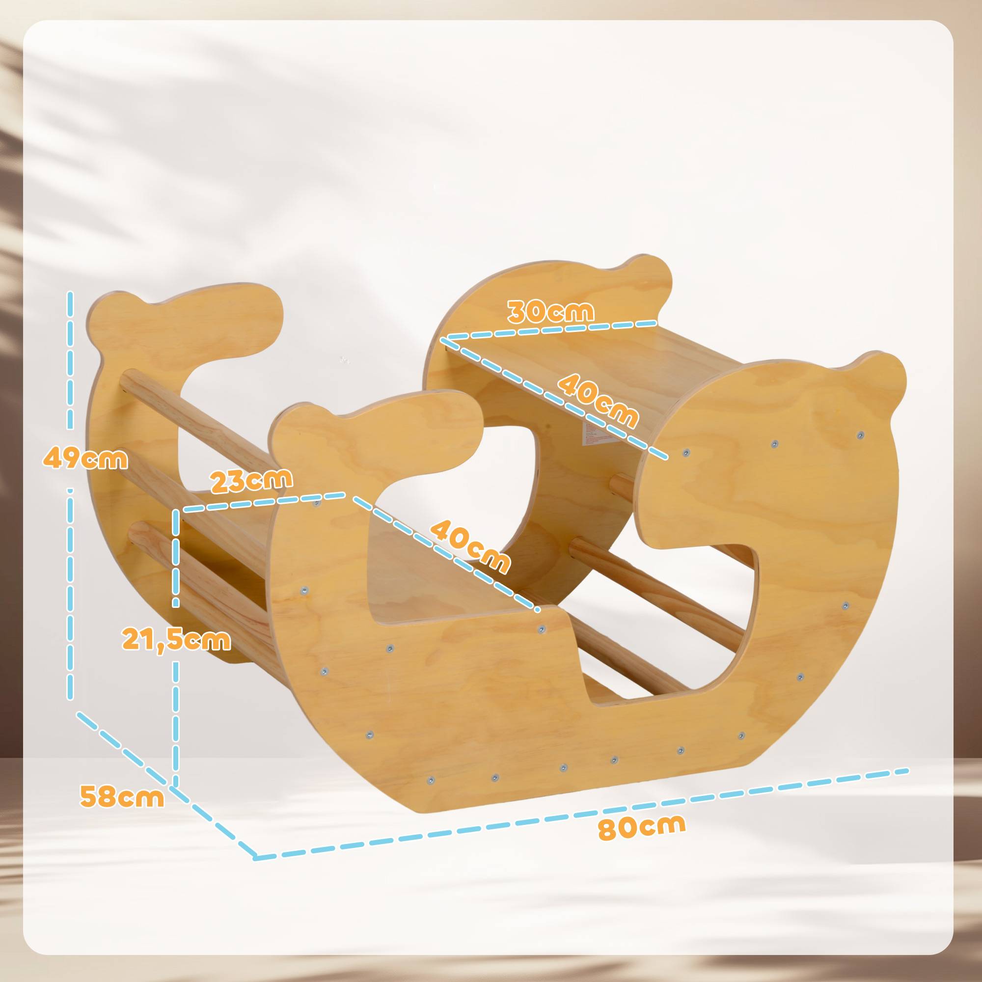 Arche d'escalade pour enfants, table à jouets pour enfants 18-48 mois, design 2 en 1, charge max. 50 kg, bois naturel - Image 5