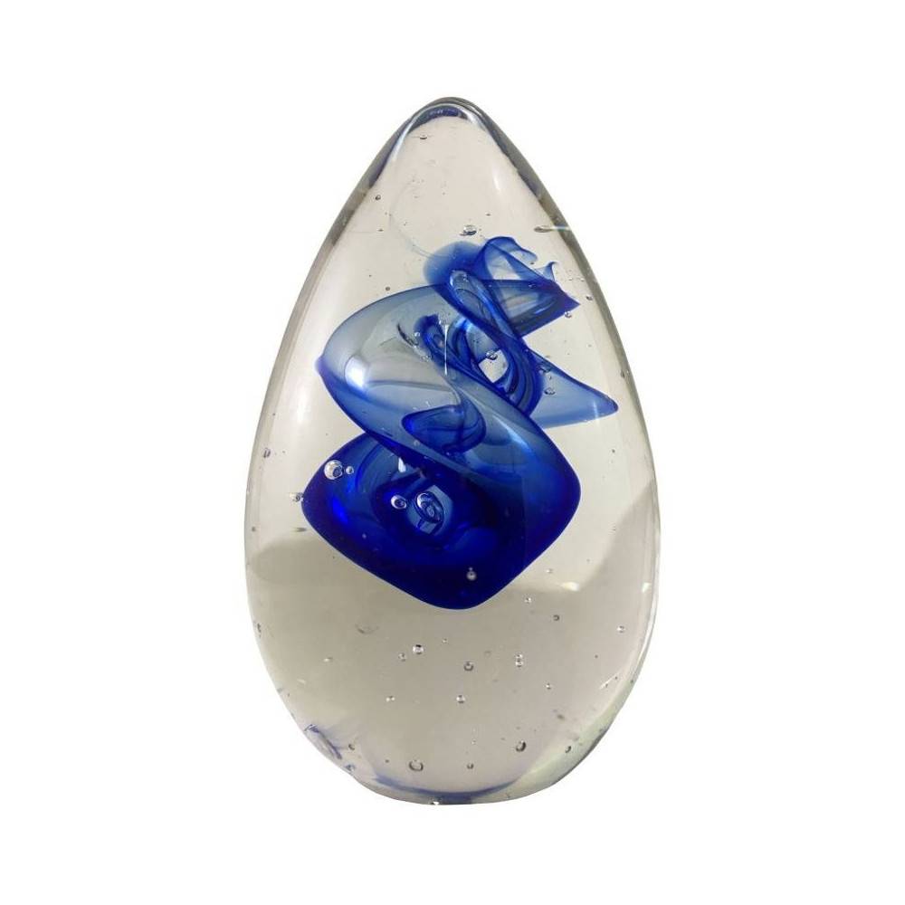 Presse papier sulfure "Spirales" en verre bleu 9.5 x 10.5cm Chemin de campagne - Imagen 1