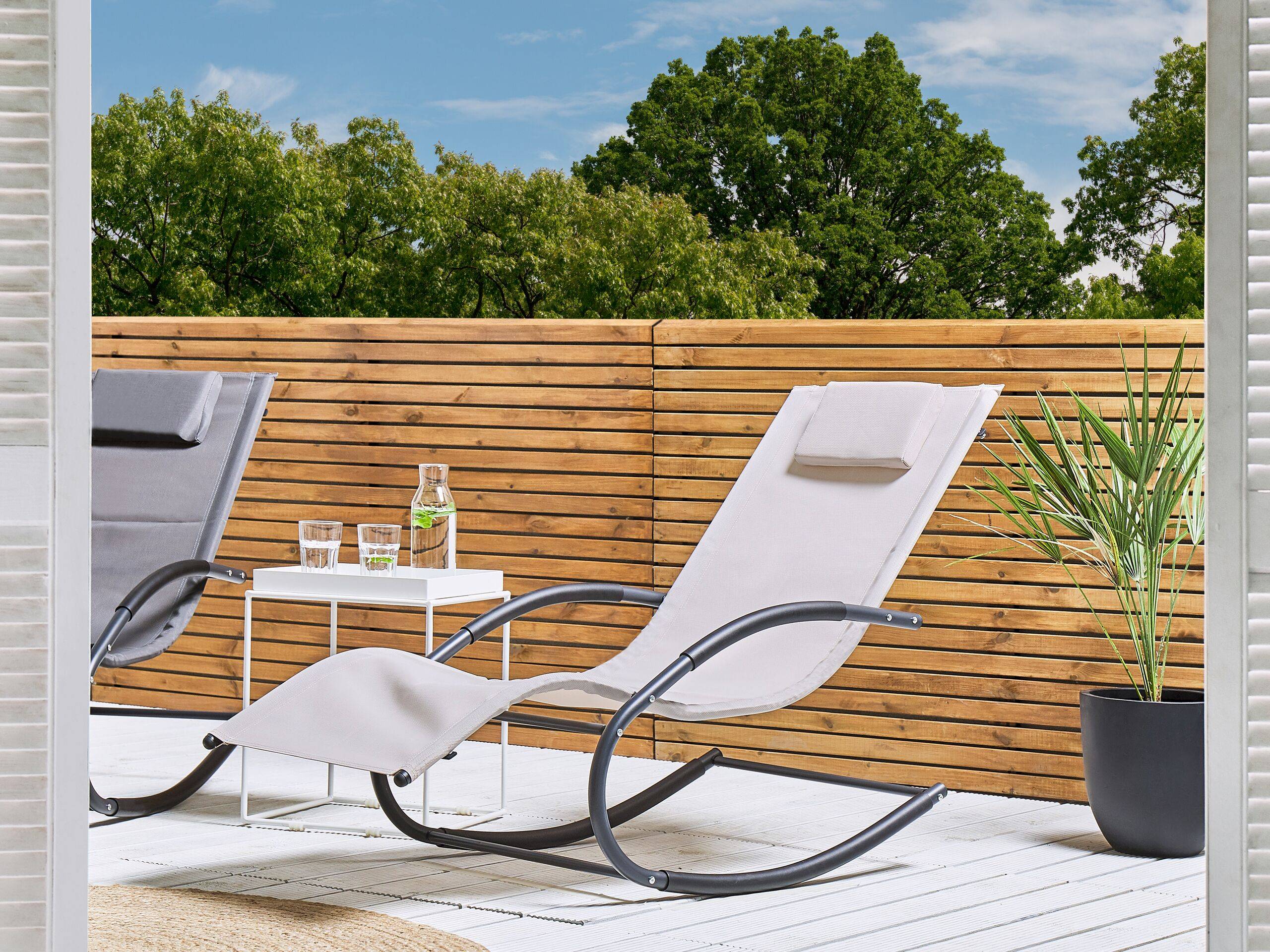 Beliani - Transat Bain de Soleil Fonction Bascule en Acier et Textile Noir Matières Durables et Design Moderne pour Jardin ou Terrasse Beliani - Imagen 2