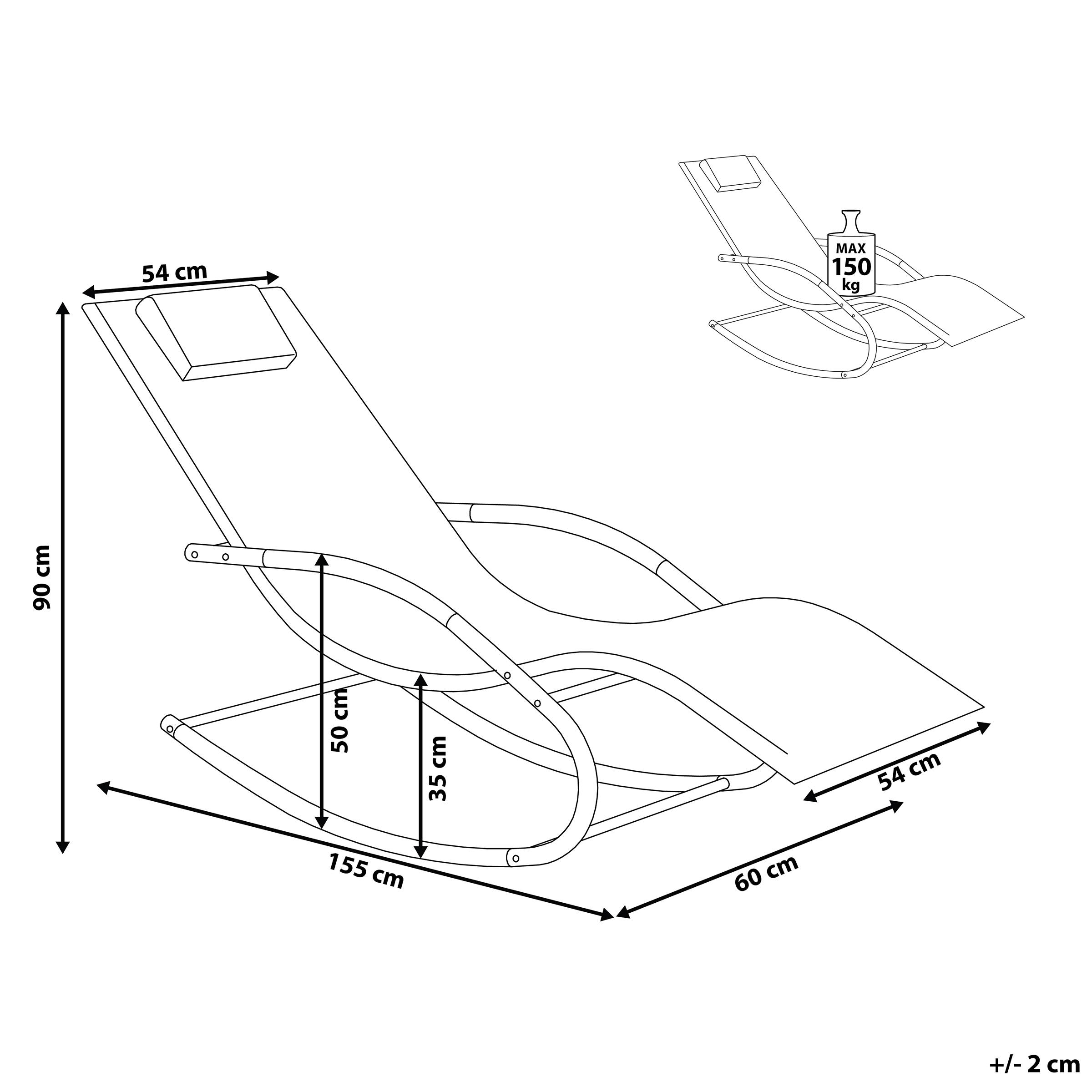 Beliani - Transat Bain de Soleil Fonction Bascule en Acier et Textile Noir Matières Durables et Design Moderne pour Jardin ou Terrasse Beliani - Imagen 3