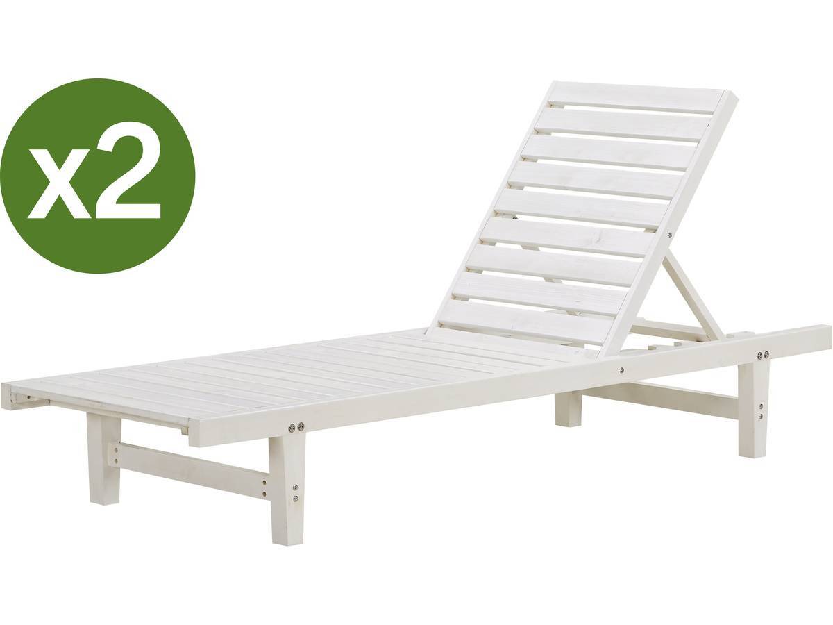 Habitat Et Jardin - Lot De 2 Bains De Soleil En Bois "rawai" - Blanc -habitat Et Jardin - Imagen 1