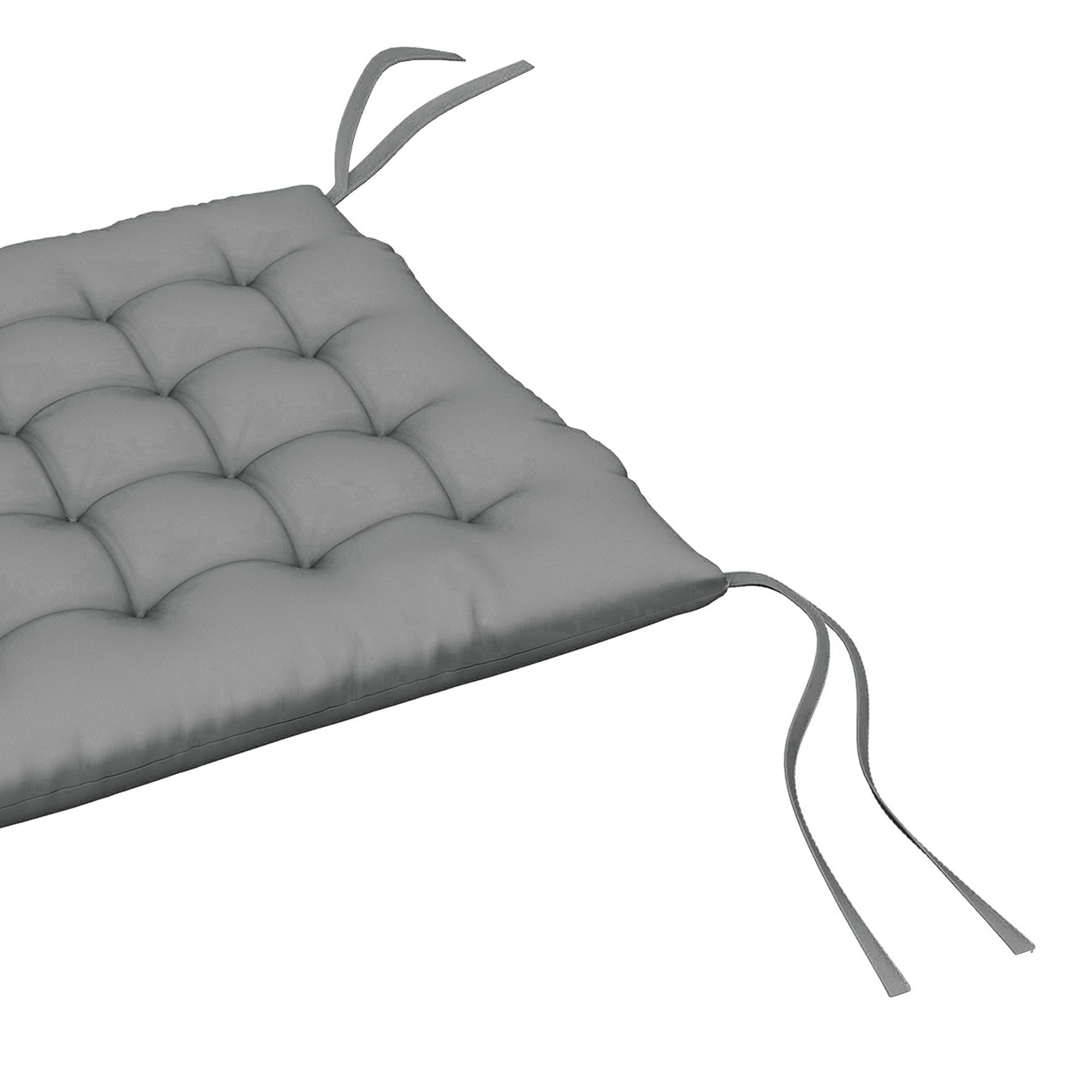 Lot de 6 coussins de chaise de jardin rembourrés 40x40 cm avec rubans gris - Image 9