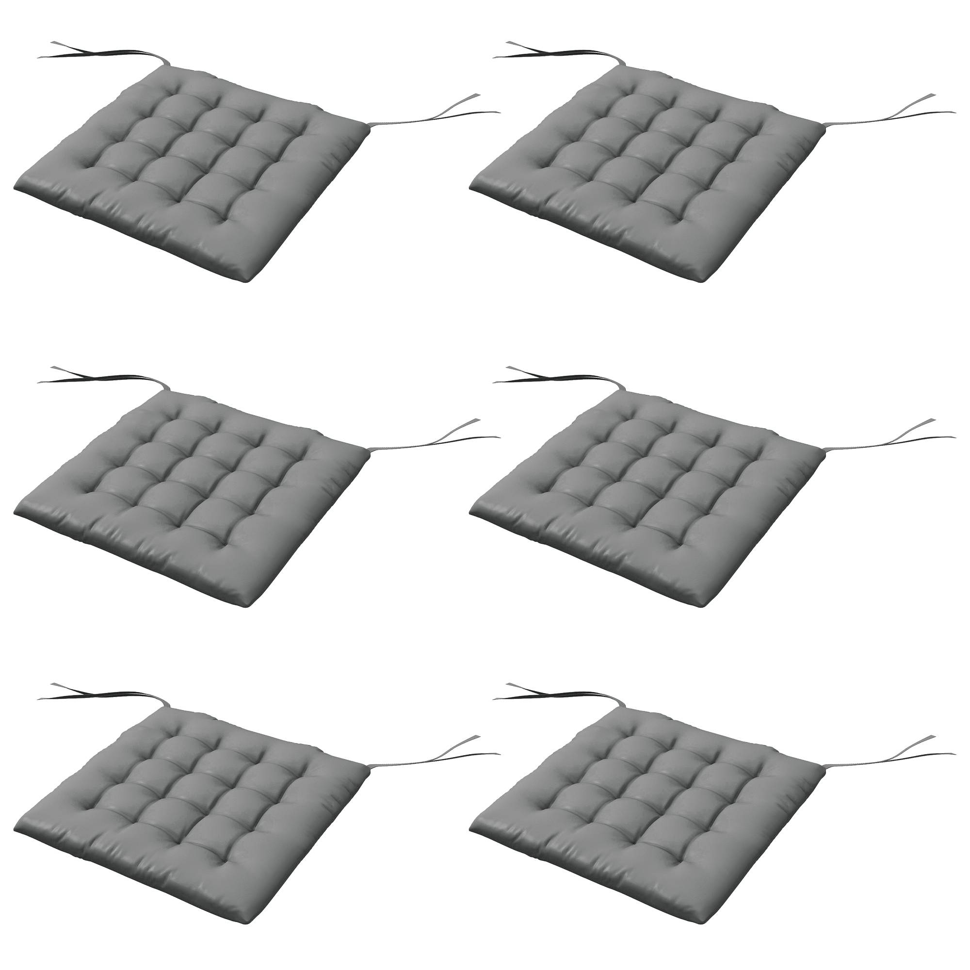 Lot de 6 coussins de chaise de jardin rembourrés 40x40 cm avec rubans gris - Image 2