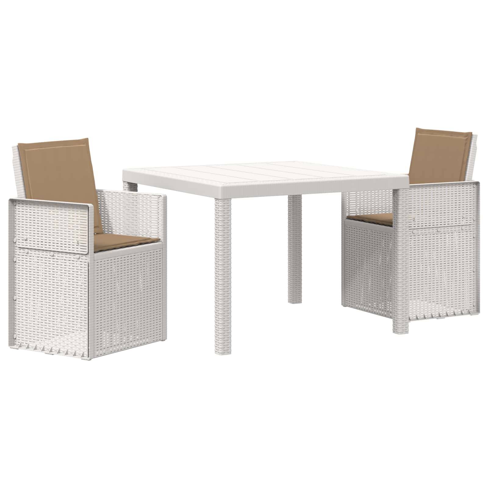 Vidaxl - Ensemble de salle à manger pour jardin 3 pcs-Salons de jardin Blanc et taupe PP - Image 2