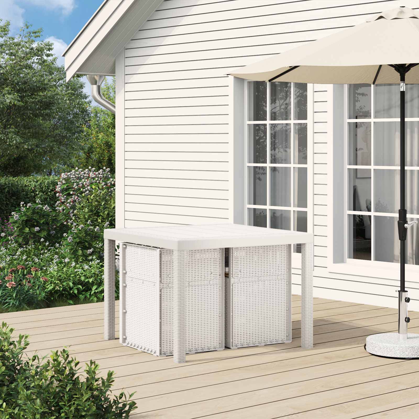 Vidaxl - Ensemble de salle à manger pour jardin 3 pcs-Salons de jardin Blanc et taupe PP - Image 4
