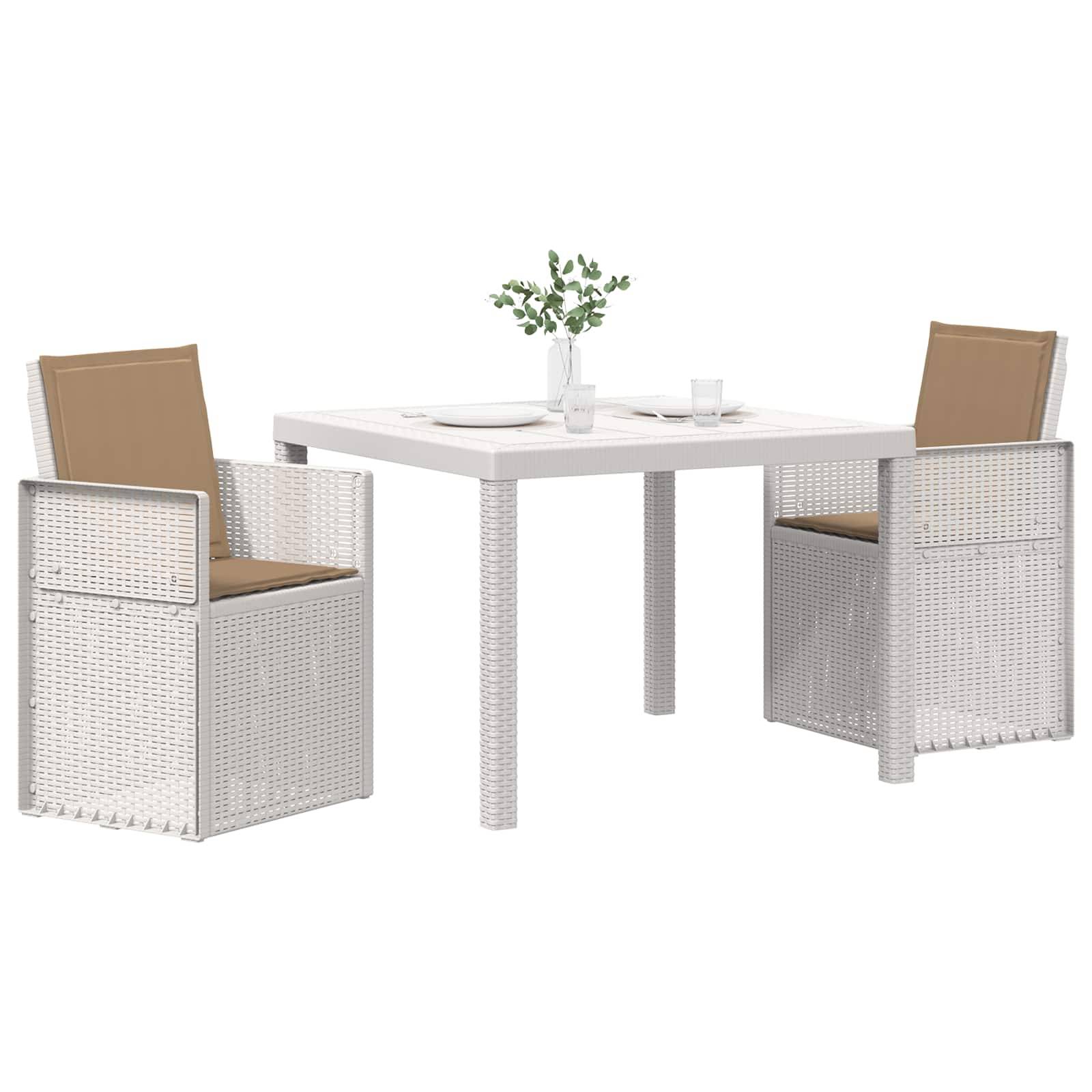 Vidaxl - Ensemble de salle à manger pour jardin 3 pcs-Salons de jardin Blanc et taupe PP - Image 3