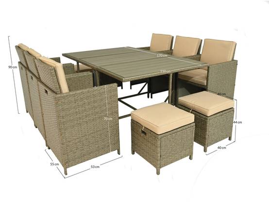 Best Mobilier - Sunny - salon de jardin encastrable 10 places - en résine tressée, plateau polywood - avec housse de protection - Best Mobilier - Imagen 7