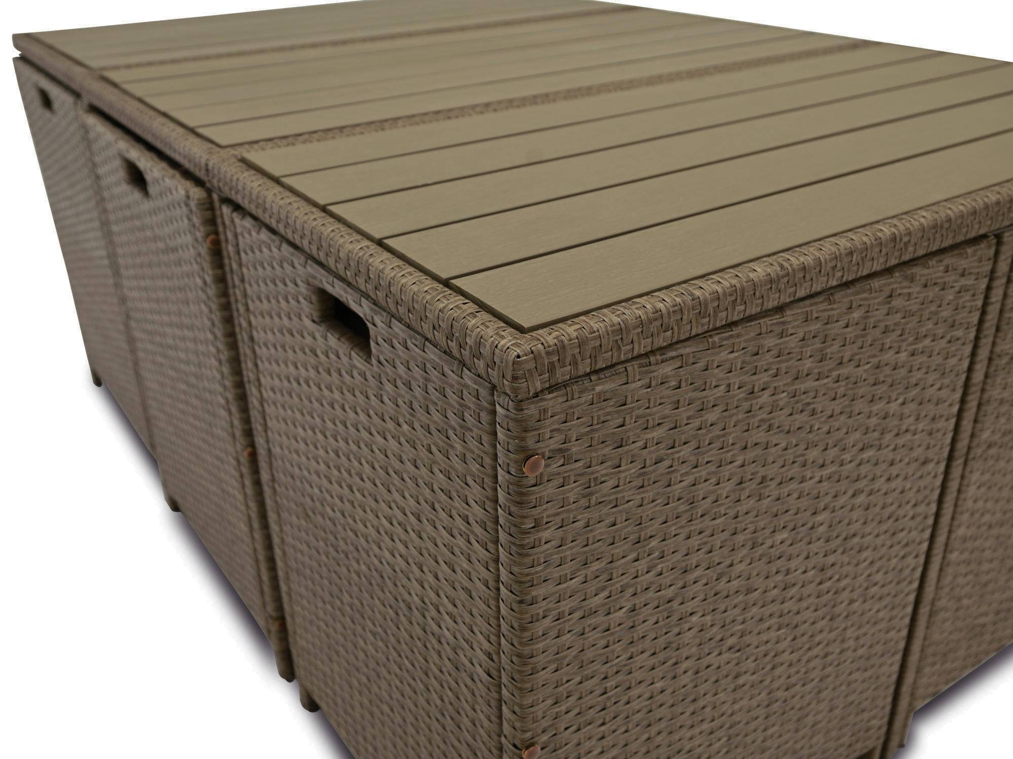 Best Mobilier - Sunny - salon de jardin encastrable 10 places - en résine tressée, plateau polywood - avec housse de protection - Best Mobilier - Imagen 5
