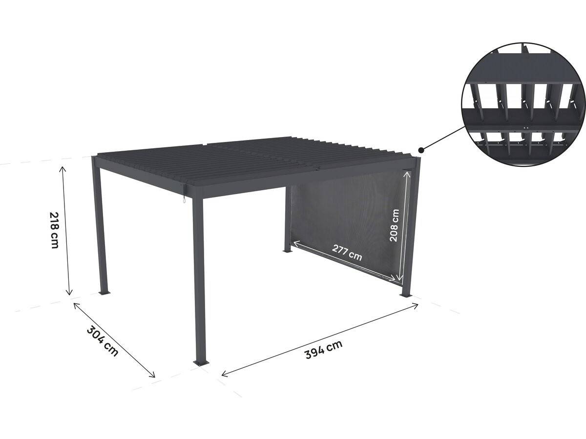 Habitat Et Jardin - Pergola Bioclimatique Avec Store En Aluminium "windsor" - 3 X 4 M - Gris -habitat Et Jardin - Image 3