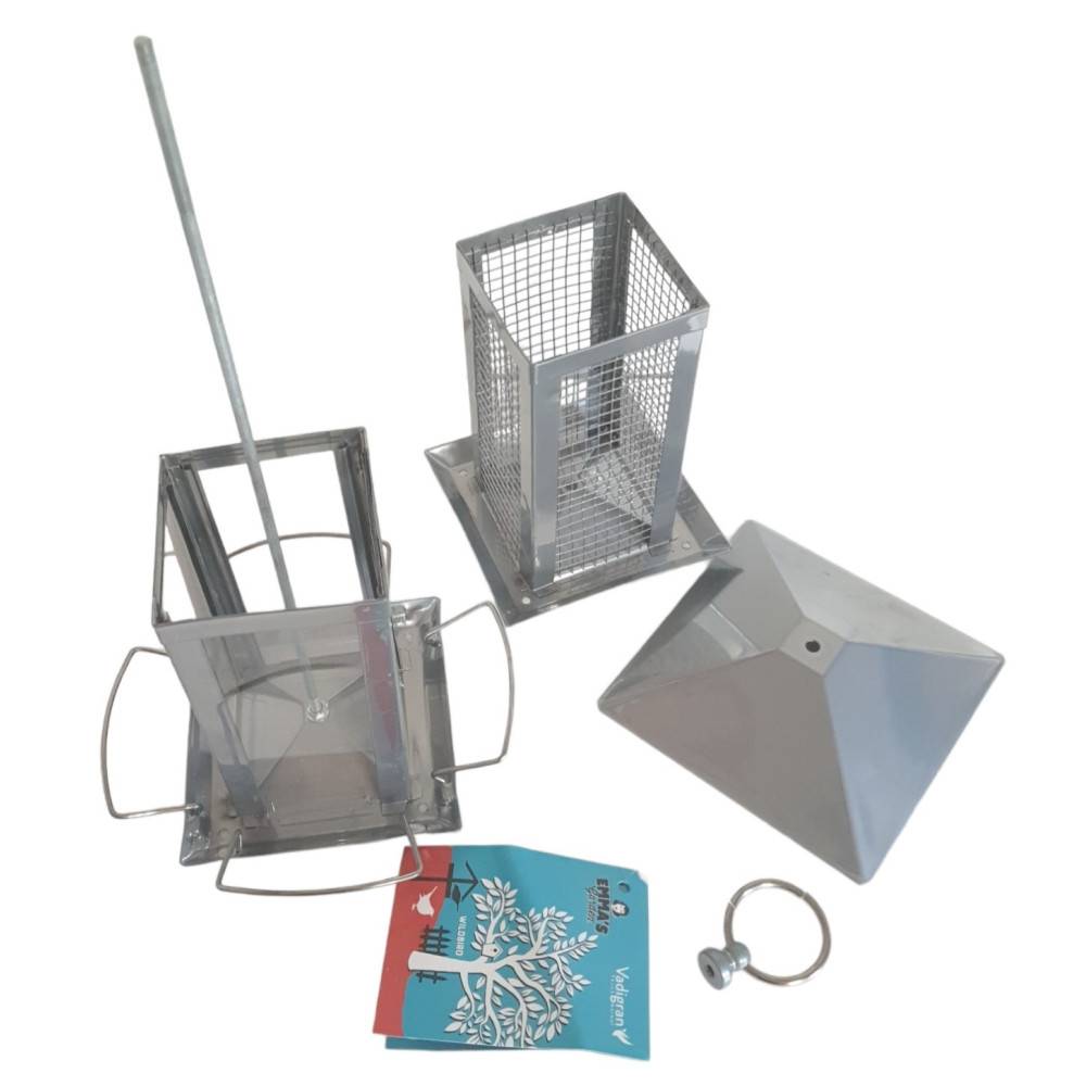 Vadigran - Vadigran - Mangeoire Silo combi Minca graines et arachides gris 38 cm pour oiseaux - Imagen 5