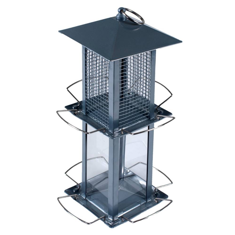 Vadigran - Vadigran - Mangeoire Silo combi Minca graines et arachides gris 38 cm pour oiseaux - Imagen 2