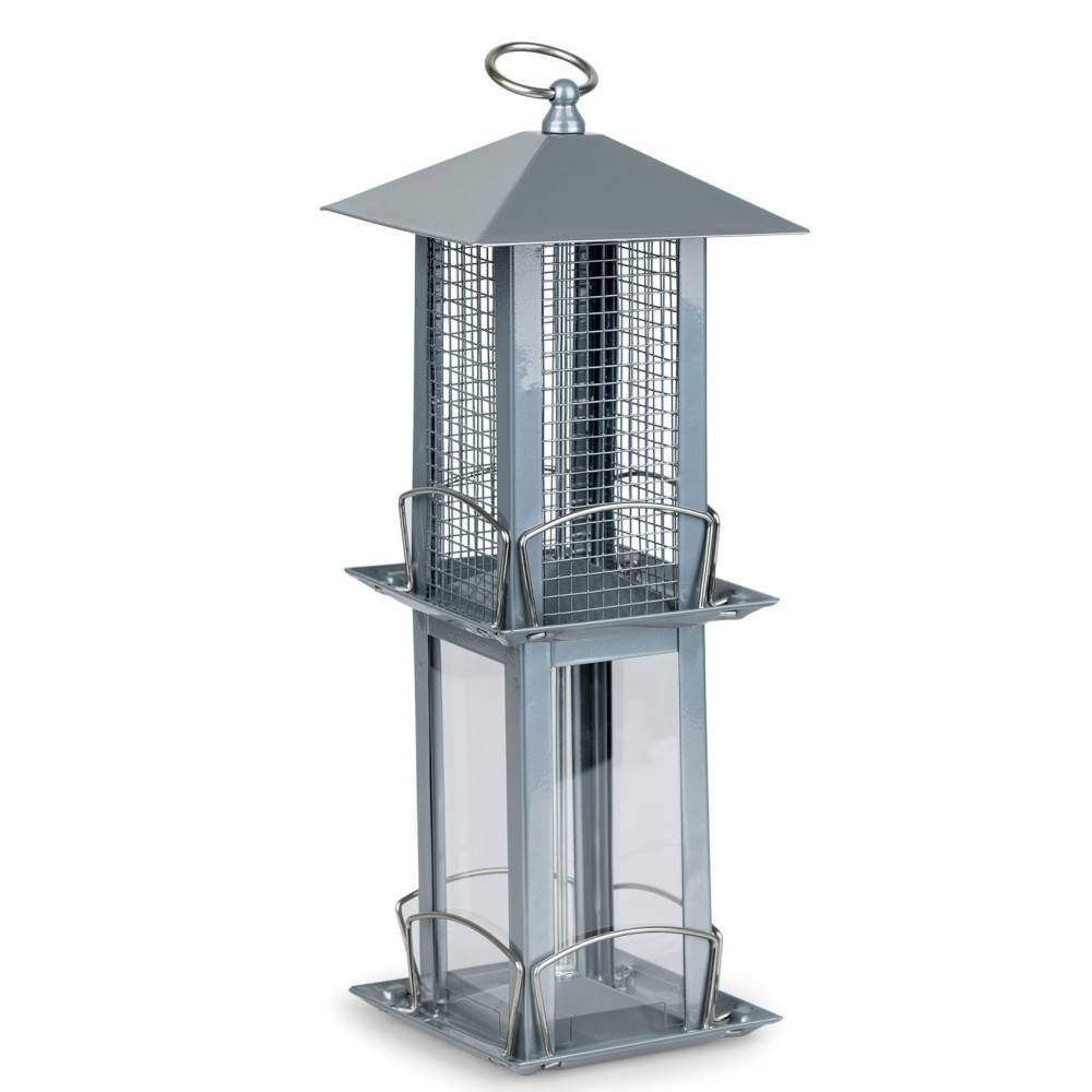 Vadigran - Vadigran - Mangeoire Silo combi Minca graines et arachides gris 38 cm pour oiseaux - Imagen 1
