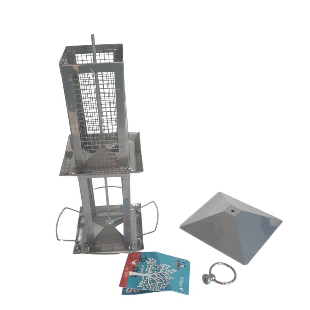 Vadigran - Vadigran - Mangeoire Silo combi Minca graines et arachides gris 38 cm pour oiseaux - Imagen 4