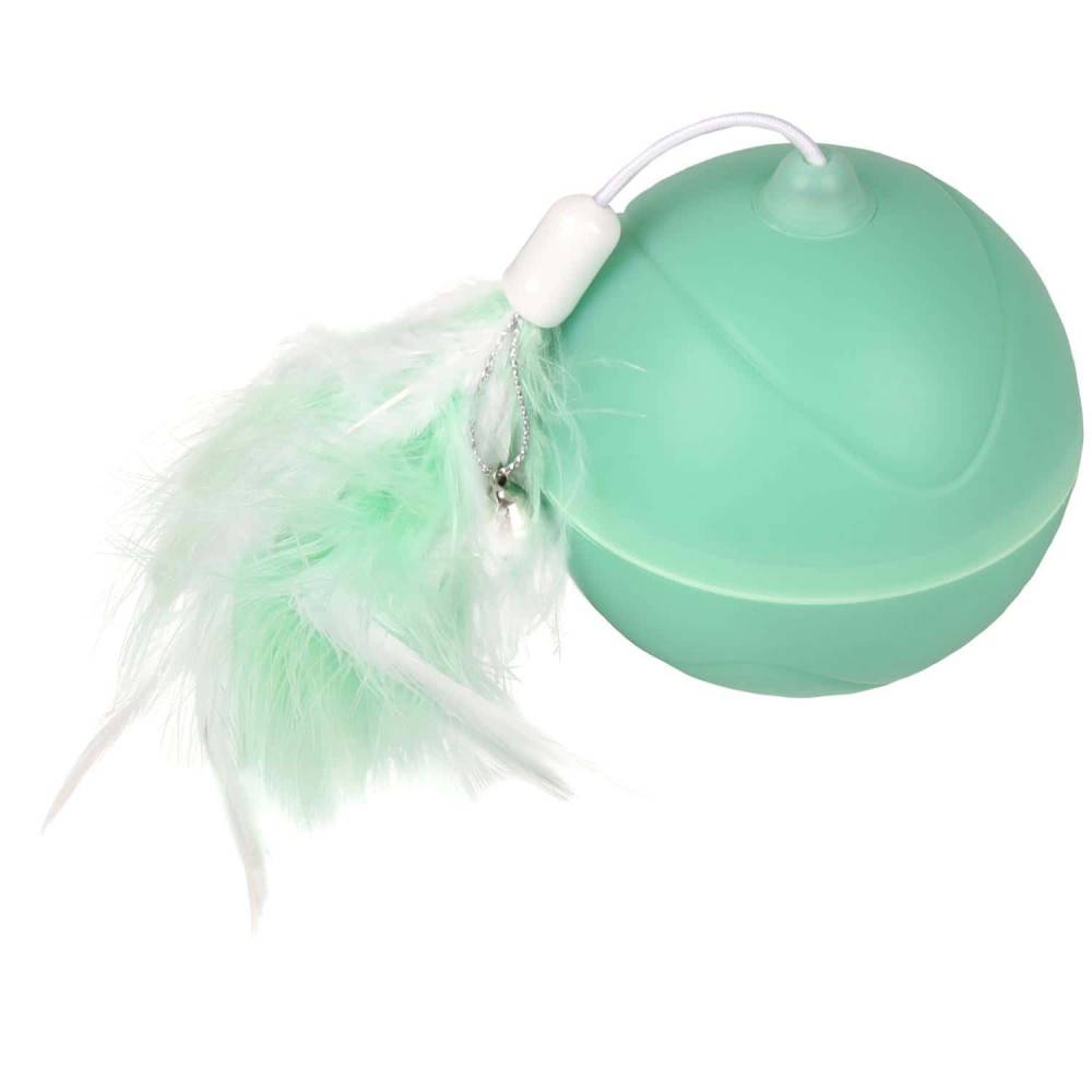 Balle ø 7 cm. magic Mechta 2 en 1 a LED et plumeau . couleur verte. pour chat. - Imagen 1