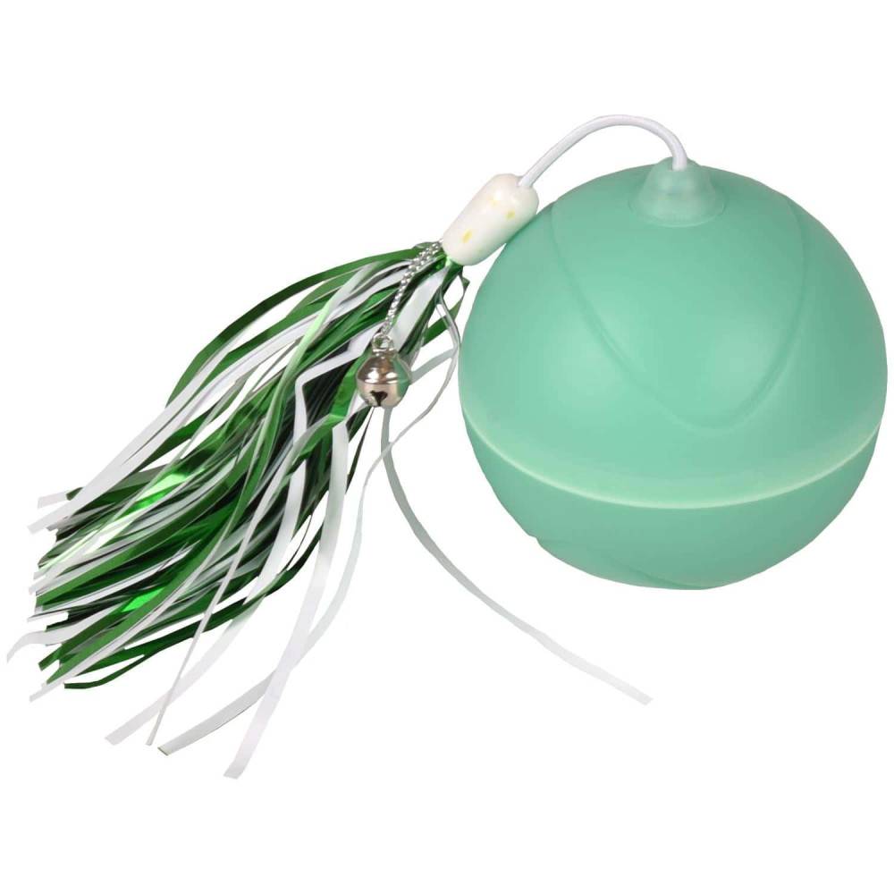 Balle ø 7 cm. magic Mechta 2 en 1 a LED et plumeau . couleur verte. pour chat. - Imagen 2