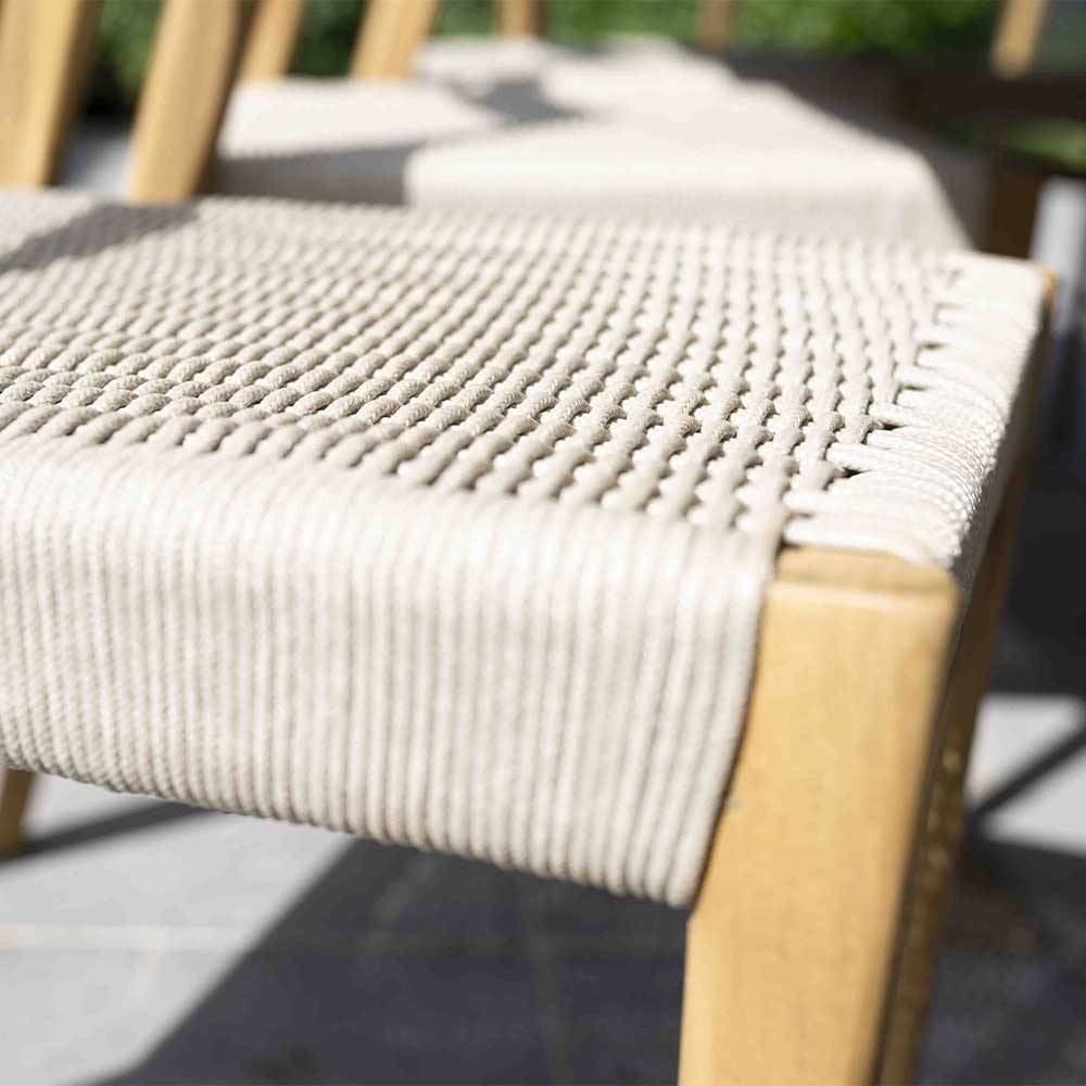 Wilsa Garden - Salon de jardin bois teck 8 places avec cordage beige CALVI - Imagen 6