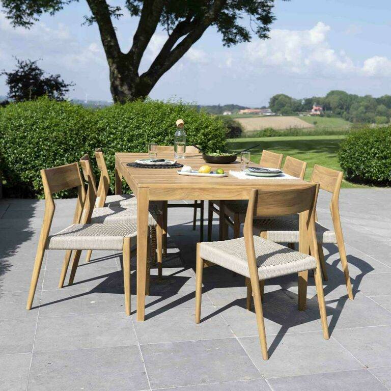 Wilsa Garden - Salon de jardin bois teck 8 places avec cordage beige CALVI - Imagen 1