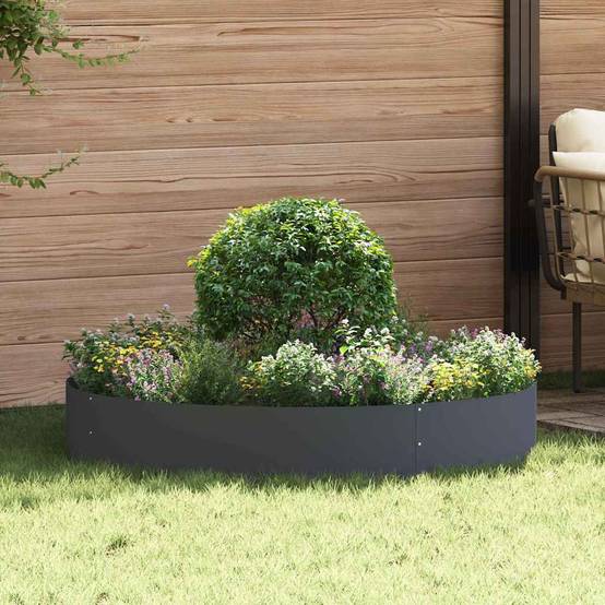 Grande Bordure Ronde Acier Anthracite pour Jardin Massif Cercle de Plantation Ø120x20 cm - ComfortXL Outdoor Living - Image 1