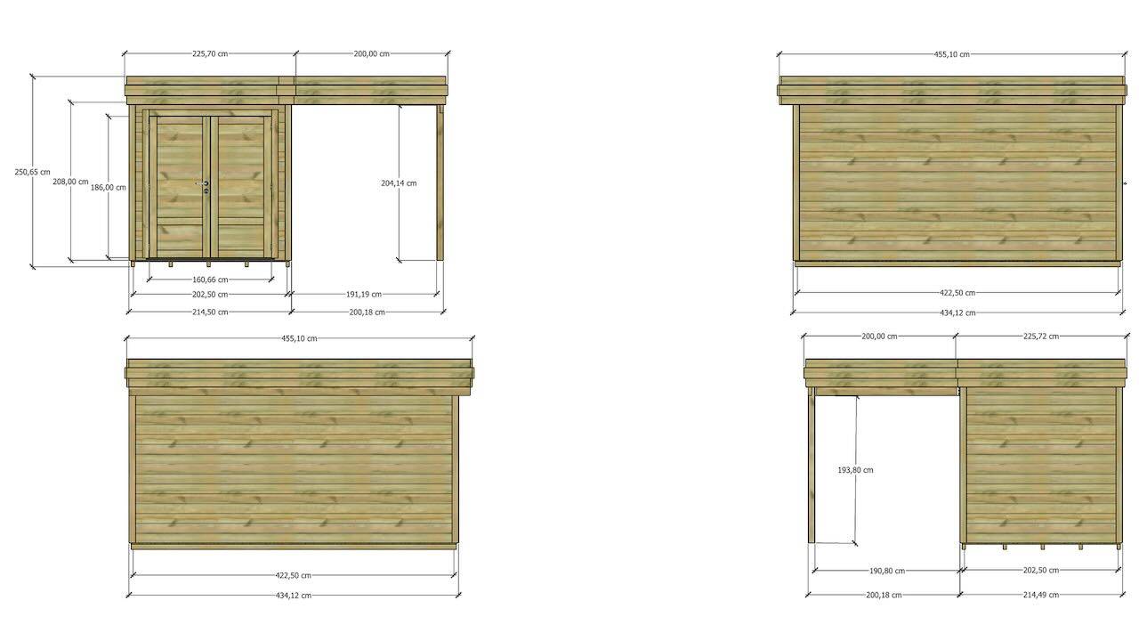 ABRI DE JARDIN bois autoclave 27mm - 4,14x4,34m / 18m2 - Bac acier - Plancher bois - Image 4