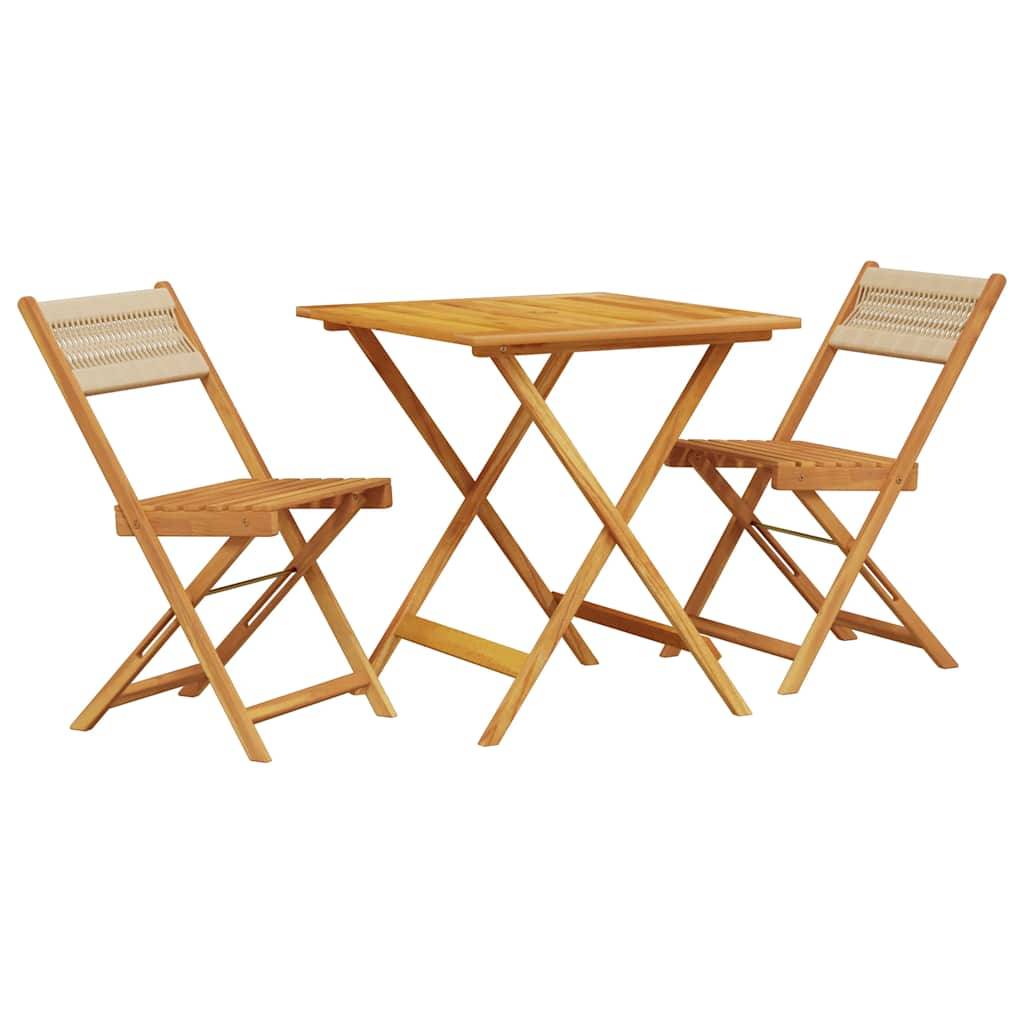 Vidaxl - Ensemble de bistro 3 pcs-Salons de jardin beige polypropylène et bois massif 833516 - Image 2