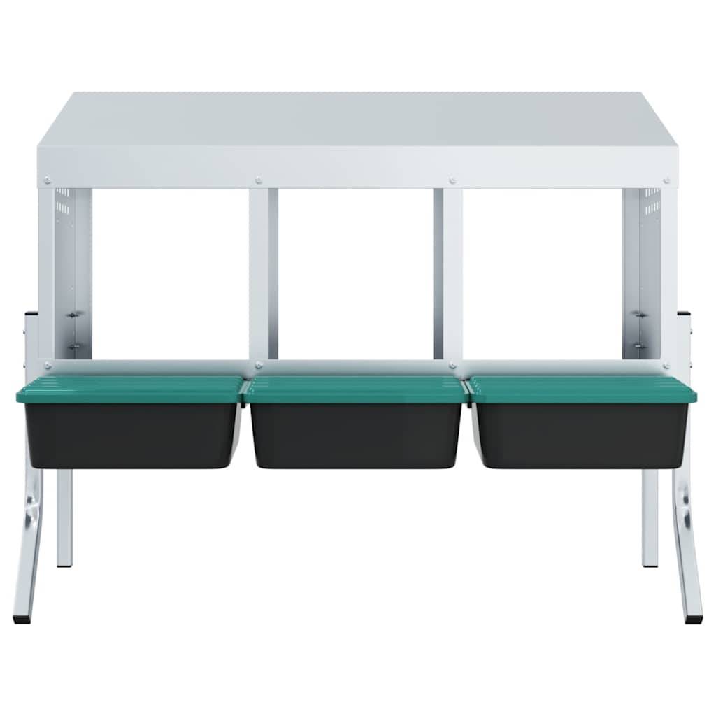 Pondoir nichoir 4 compartiments acier pour poules avec pieds ajustables et toit 110cm argent - ComfortXL Outdoor Living - Image 5