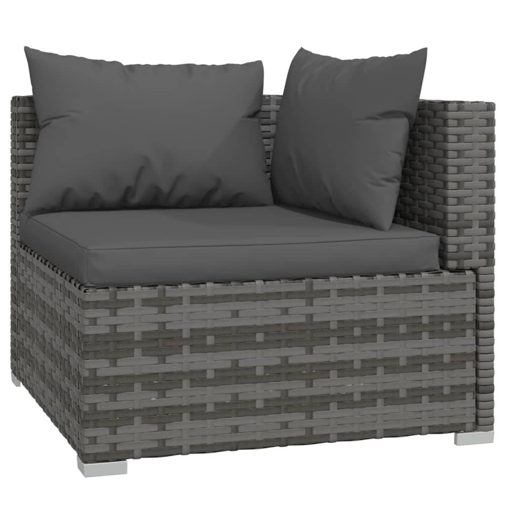 Helloshop26 - Salon de jardin meuble d'extérieur ensemble de mobilier 9 pièces avec coussins résine tressée gris - Imagen 2