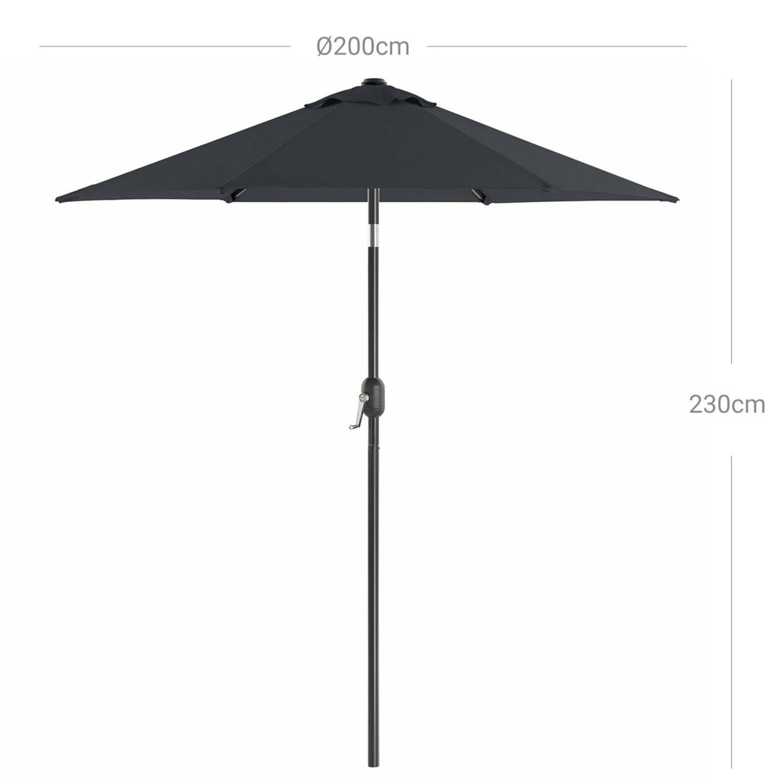 Helloshop26 - Parasol de jardin 2 m ombrelle protection UPF 50+ mât et baleines en métal inclinable socle non inclus pour jardin balcon terrasse extérieur piscine - Imagen 2