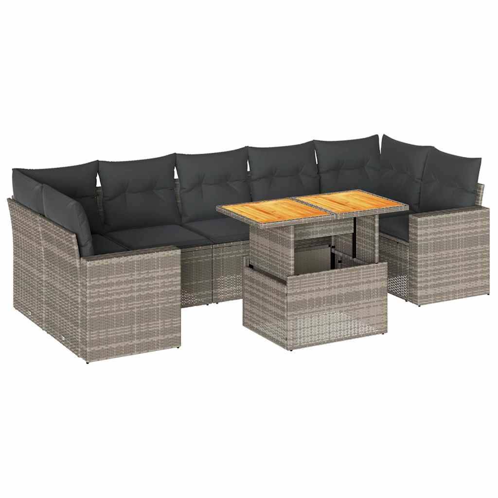 Salon de jardin 8 personnes résine tressée grise table ajustable et rangement pratique – ComfortXL Outdoor Living - Image 2