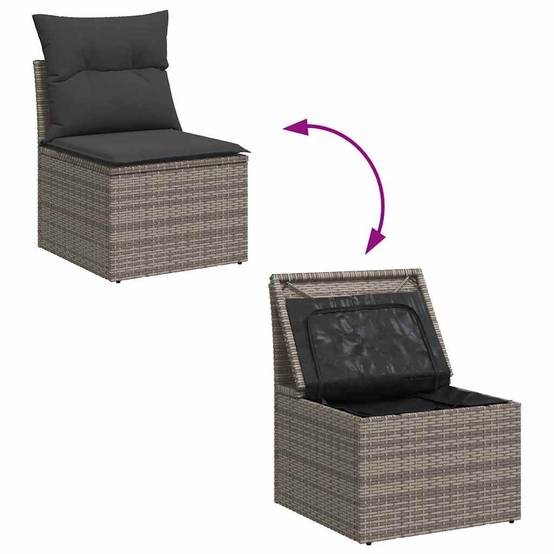 Salon de jardin 8 personnes résine tressée grise table ajustable et rangement pratique – ComfortXL Outdoor Living - Image 7