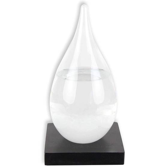 Baromètre à Cristaux Storm Glass - Bouteille de Prévisions Météo - Verre de tempête 20 cm - Socle en Bois - Image 1
