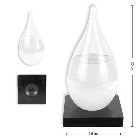 Baromètre à Cristaux Storm Glass - Bouteille de Prévisions Météo - Verre de tempête 20 cm - Socle en Bois - Image 8