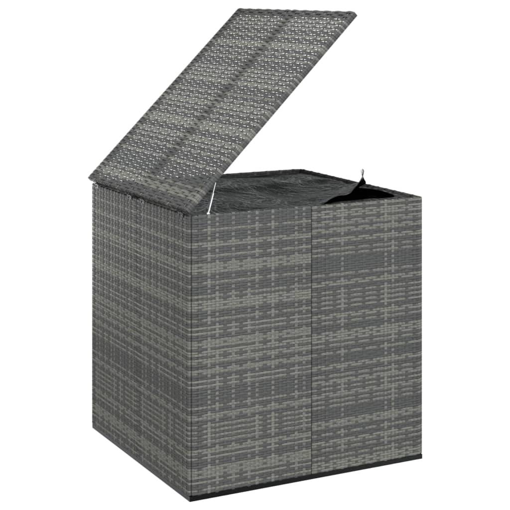 Boîte à coussins coffre de rangement de jardin résine tressée 100 x 97,5 x 104 cm gris - Image 1