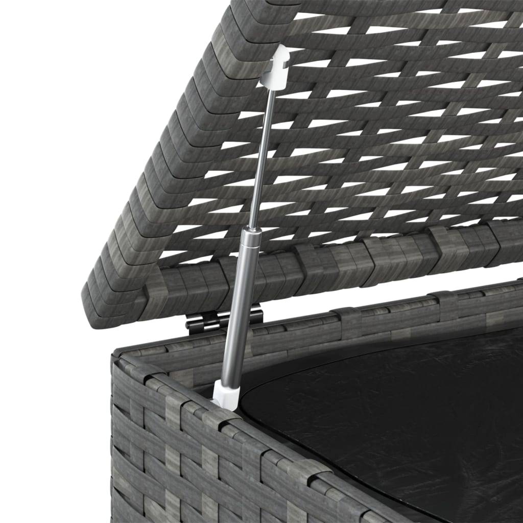 Boîte à coussins coffre de rangement de jardin résine tressée 100 x 97,5 x 104 cm gris - Image 4