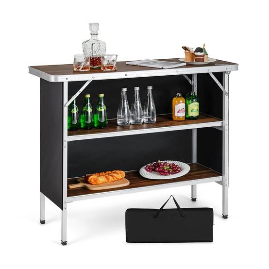 Table de camping pliante 110 x 38 x 88 cm en Aluminium Tissu Oxford 3 Étagères-Sac de Transport pour Pique-Nique Jardin Café - Image 6
