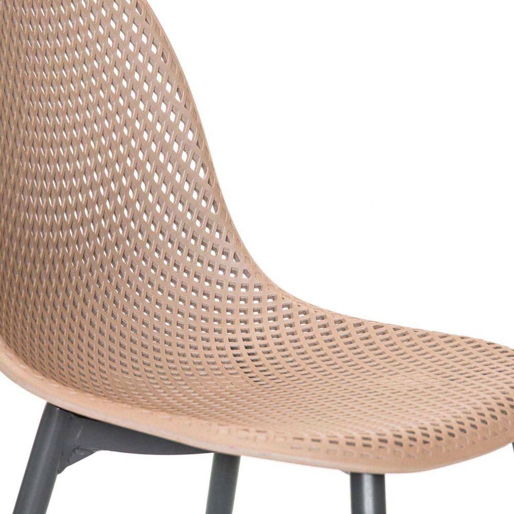 Chaise en aluminium et assise en résine Malte (Lot de 2) Noir et taupe - Imagen 2
