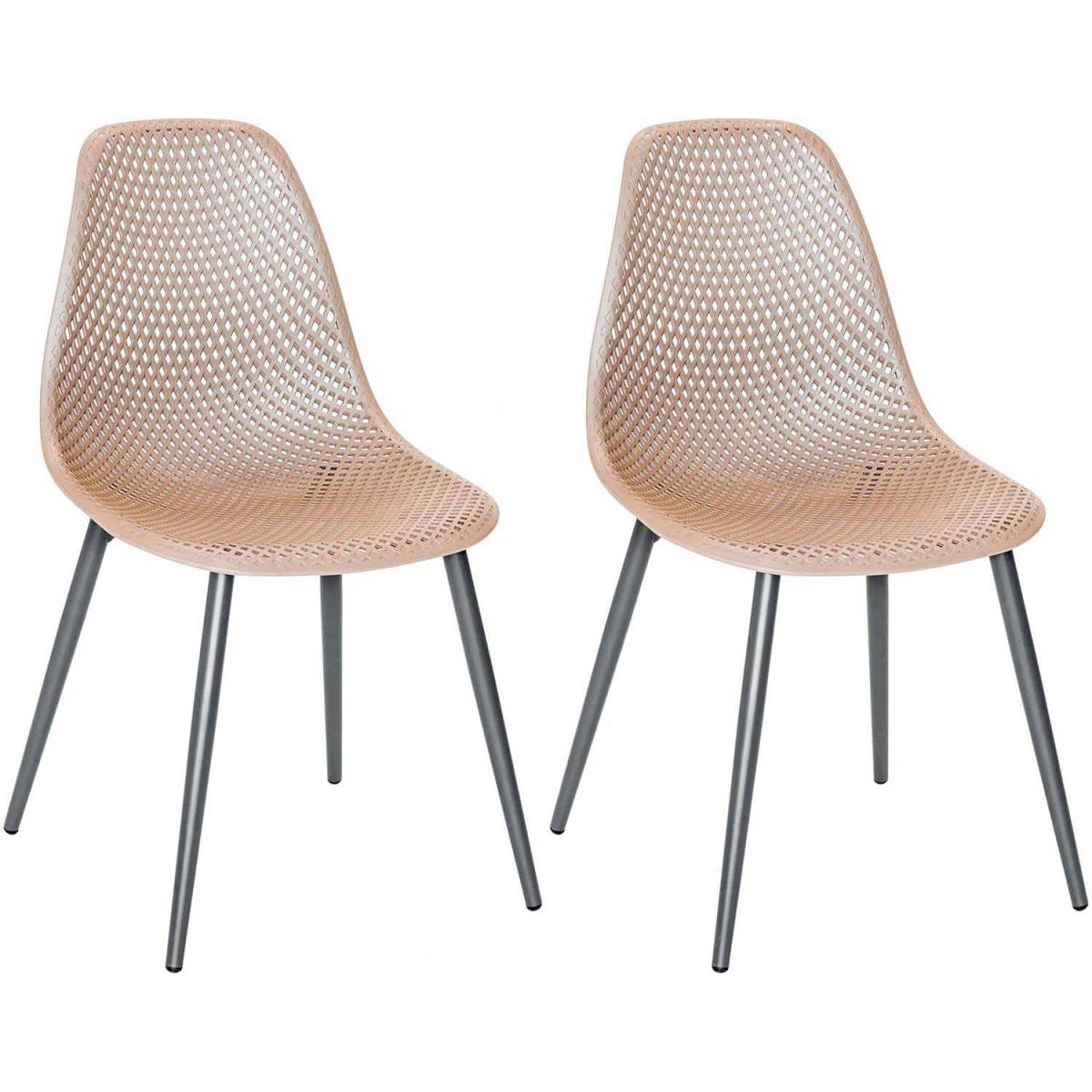Chaise en aluminium et assise en résine Malte (Lot de 2) Noir et taupe - Imagen 1