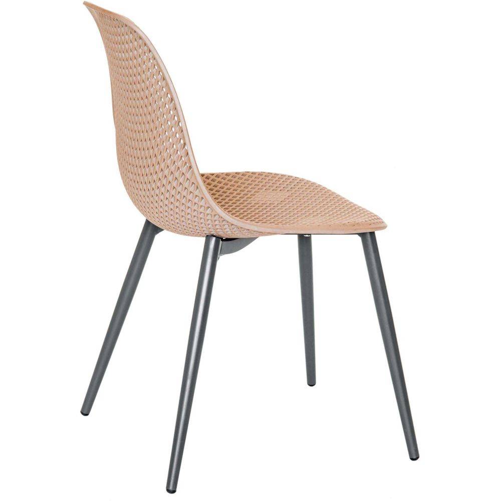 Chaise en aluminium et assise en résine Malte (Lot de 2) Noir et taupe - Imagen 3