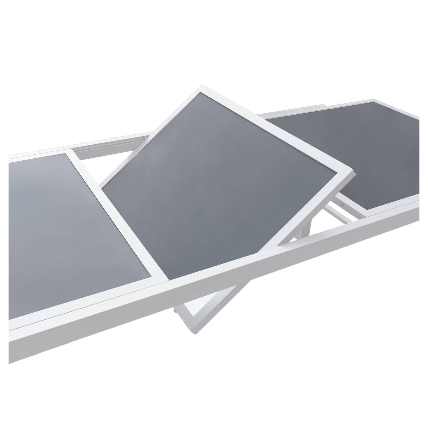 Happy Garden - Salon de jardin FIRENZE extensible en textilène gris 8 places - aluminium blanc - HAPPY GARDEN - Imagen 3