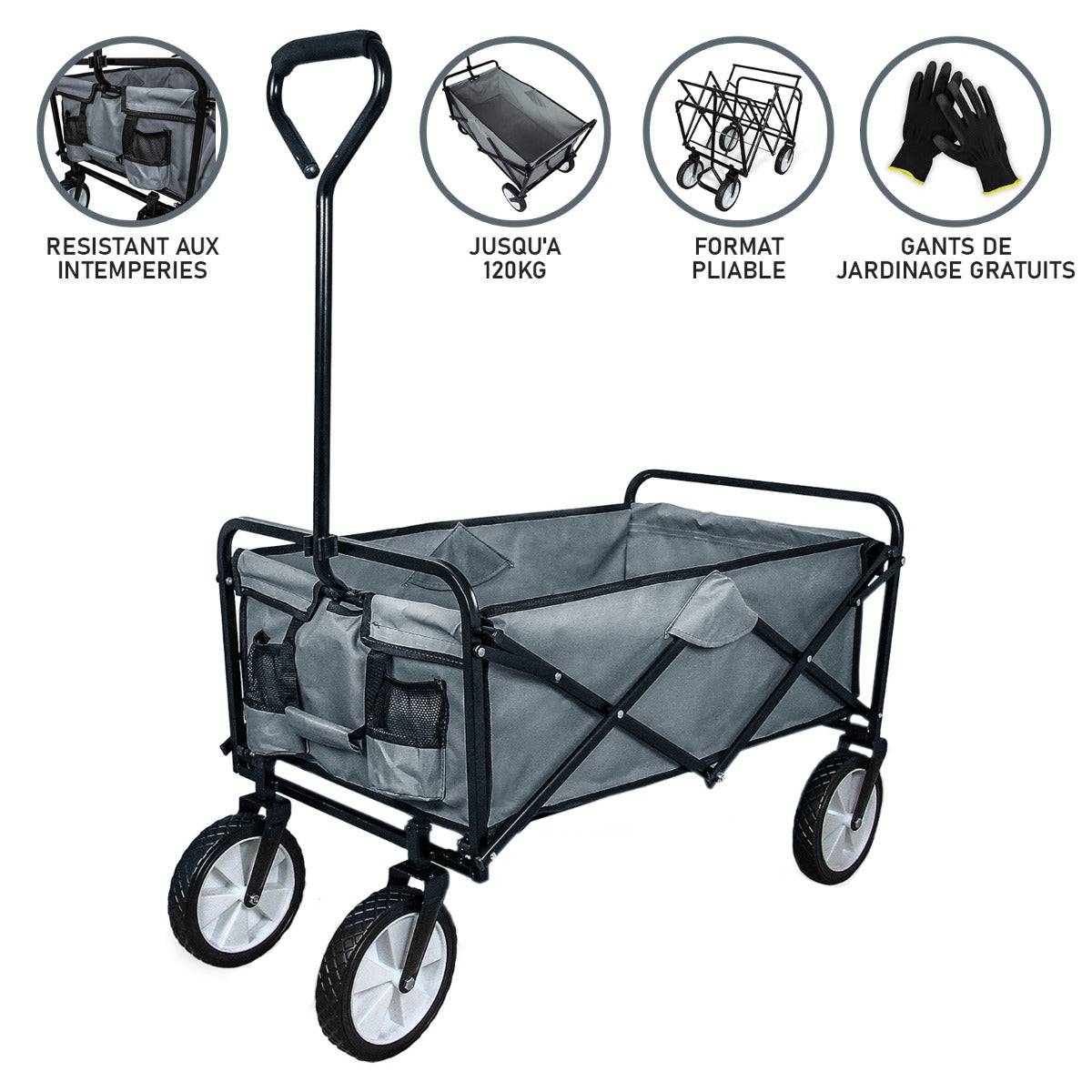 Monstershop - Chariot Pliable de Jardin – Gris - Image 2