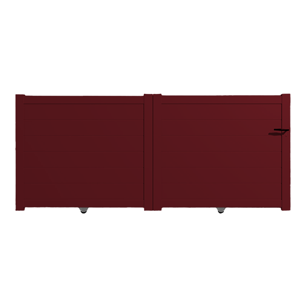 Portail Packit - Portail alu coulissant plein en kit dim. L.3000 (entre piliers) X H.1700 mm  Rouge (RAL 3004)