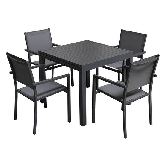 Happy Garden - Salon de jardin VENEZIA extensible 90/180 en textilène gris 8 places - aluminium anthracite - HAPPY GARDEN - Imagen 3