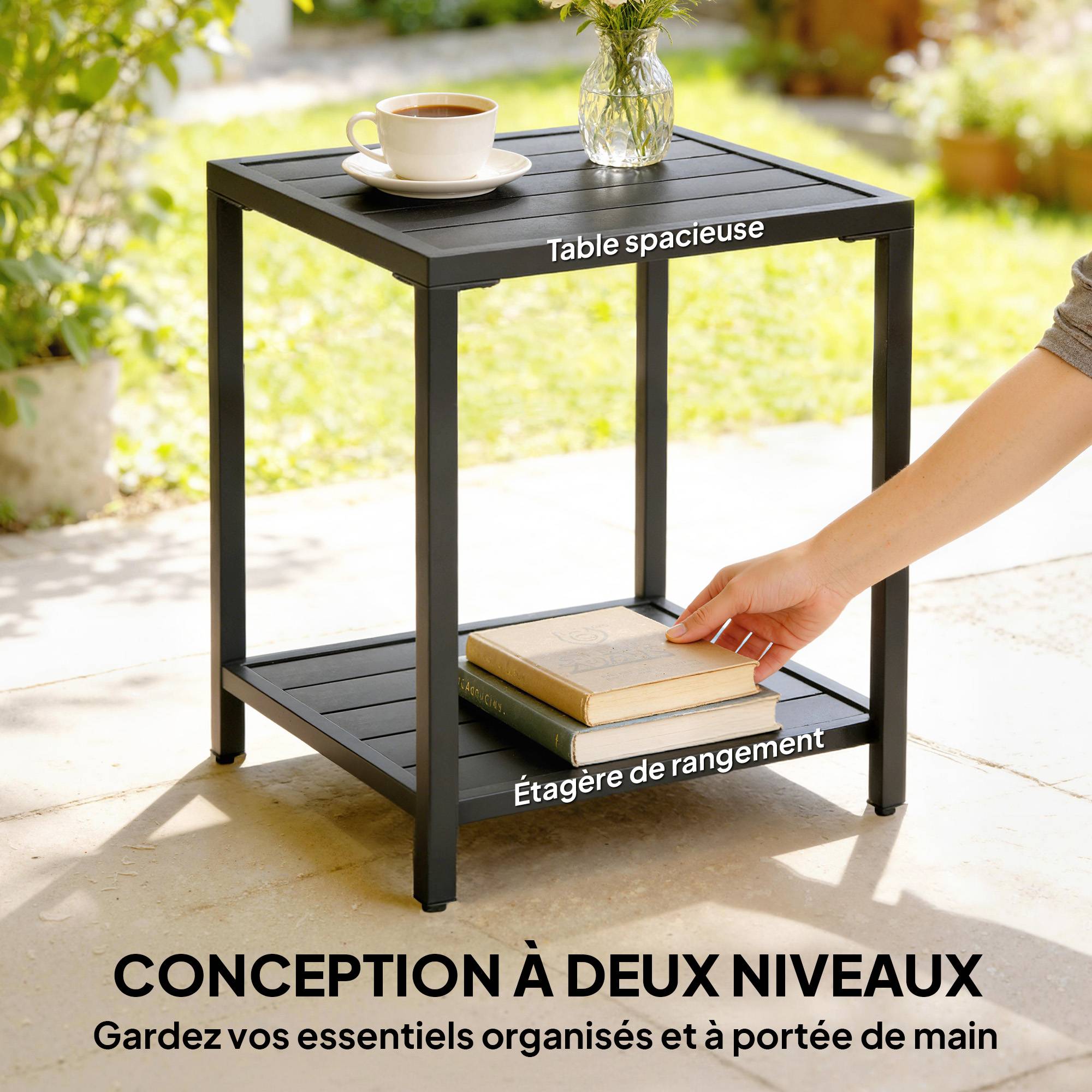 PANGIVO - Table basse de jardin acier noir 45 x 45 x 54 cm - PANGIVO - Image 6