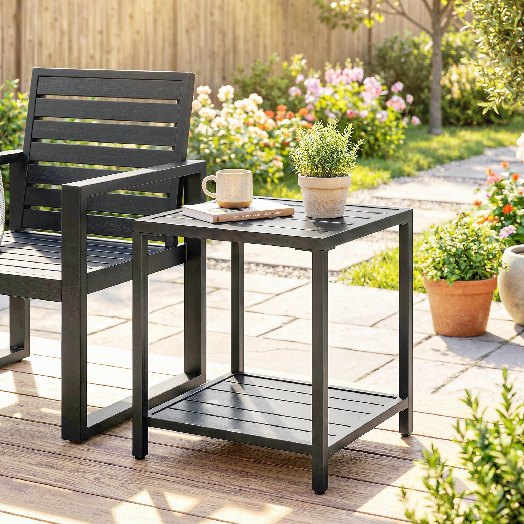 PANGIVO - Table basse de jardin acier noir 45 x 45 x 54 cm - PANGIVO - Image 4