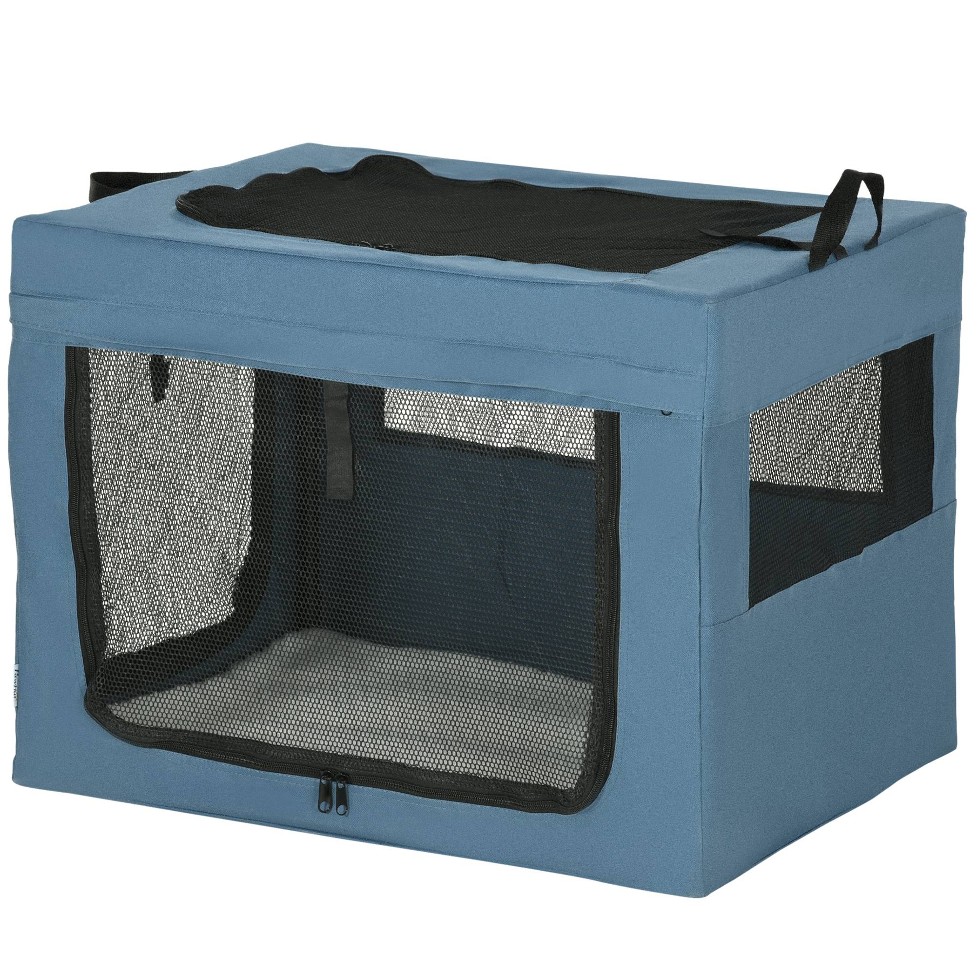 Sac Transport Animal Oxford Voyages Voiture Pliable Multi-accès 69x51x51cm Bleu Noir - ComfortXL Outdoor Living - Image 2